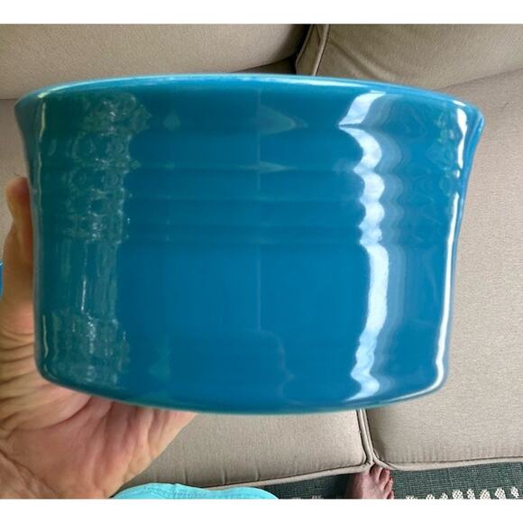 RETIRED Peacock Blue Square Ramekin Homer Laughlin - Picture 2 of 6